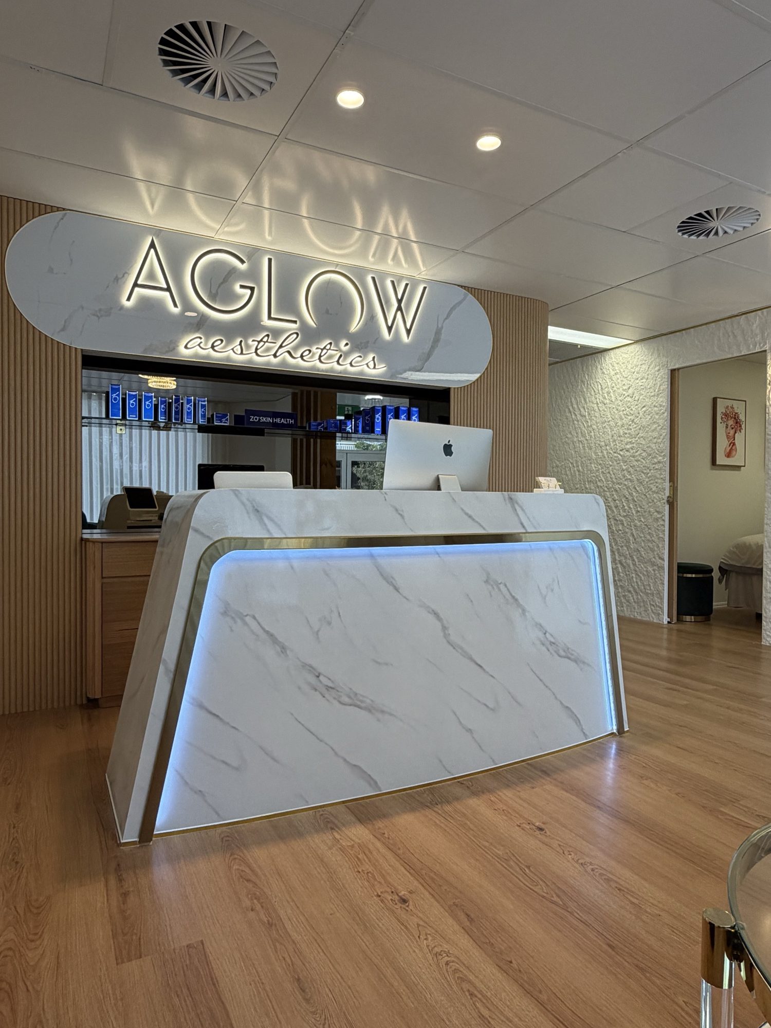 Reception at Aglow Aesthetics, Clarkson